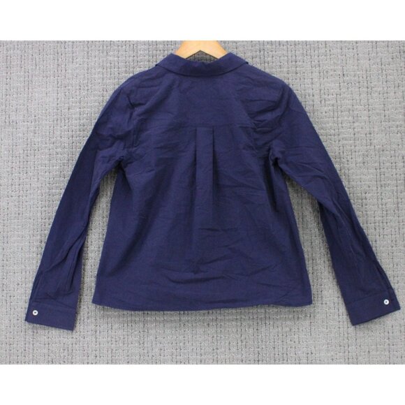 Mo:vint By Anthropologie Shirt Women Small Navy Blue Button Down Long Sleeve NWT - Picture 7 of 9